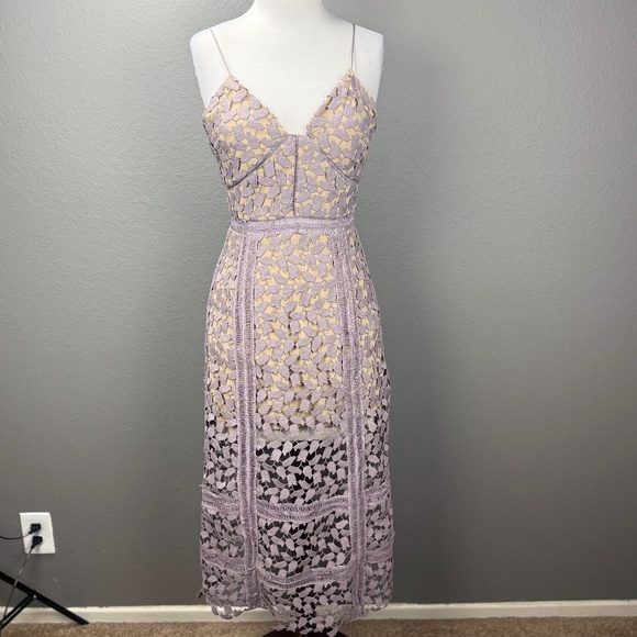 Self-Portrait Dresses & Skirts - Self Portrait Lilac Guipure Lace V-neck midi dress Sz 4 Spring Kentucky Derby